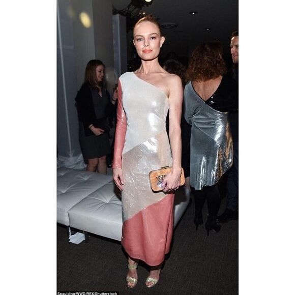 Diane Von Furstenberg BIAS STRIPE SEQUIN ONE SHOULDER SHEATH DRESS sz 4 - Picture 2 of 16